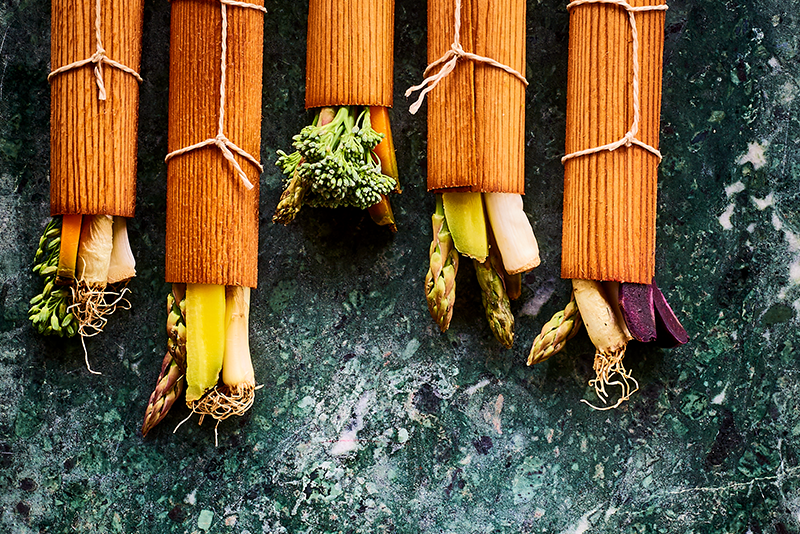 In woodwrap gegrilde groente