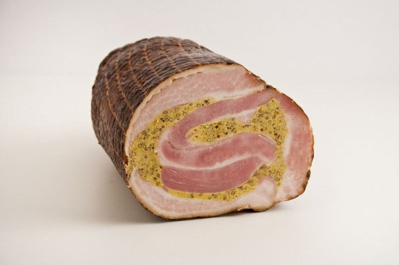 Spekrollade met mosterd